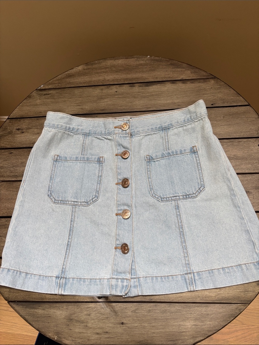 Forever 21 Light Blue Denim Button-Front Mini Skirt